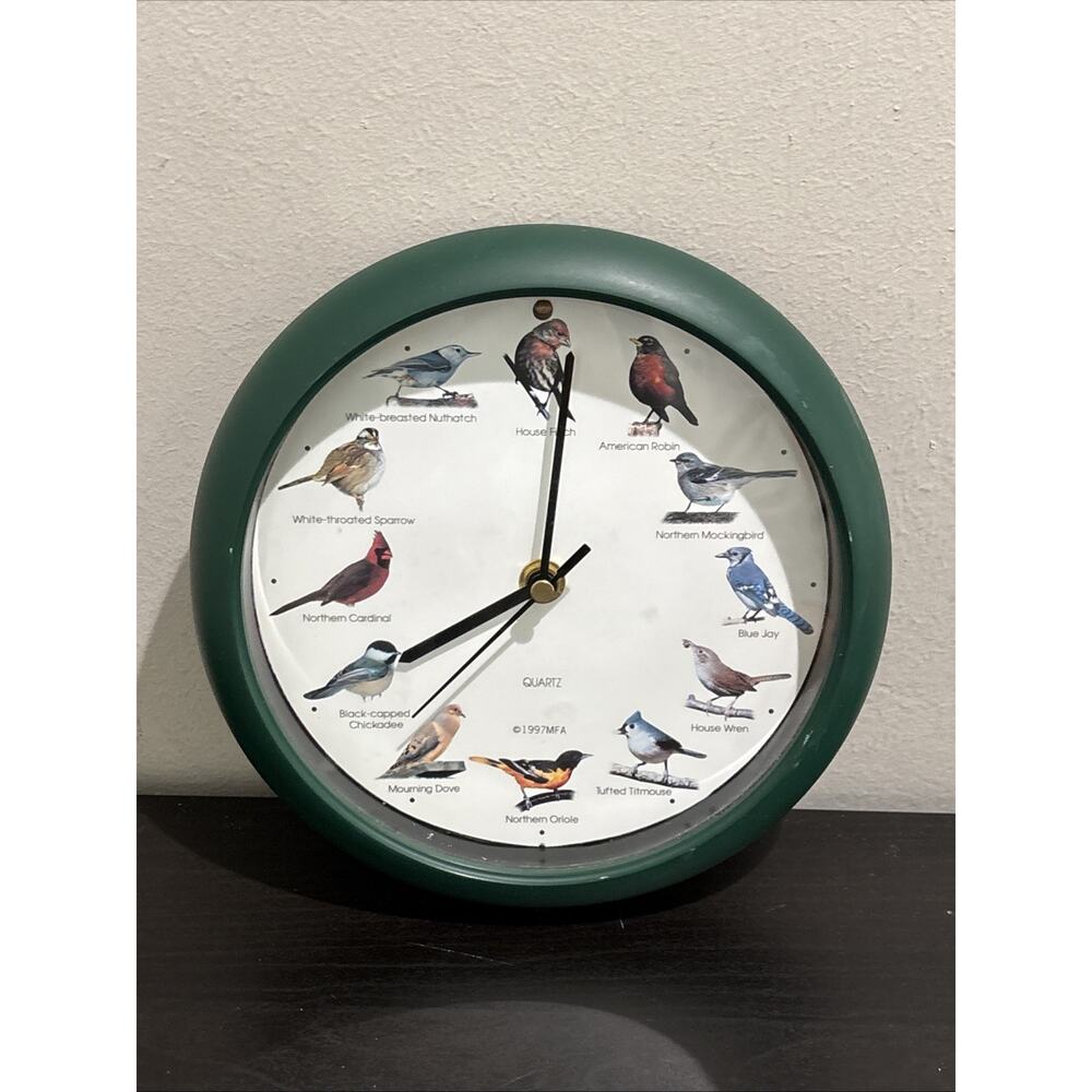 Vintage 1997 MFA Audubon Quartz 8" Singing Bird Wall Clock Works